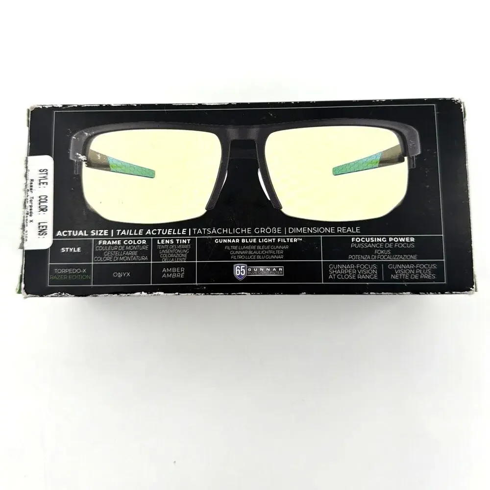 Gunnar Onyx Amber Torpedo-X Razer Edition Bluelight Performance Gaming Glasses